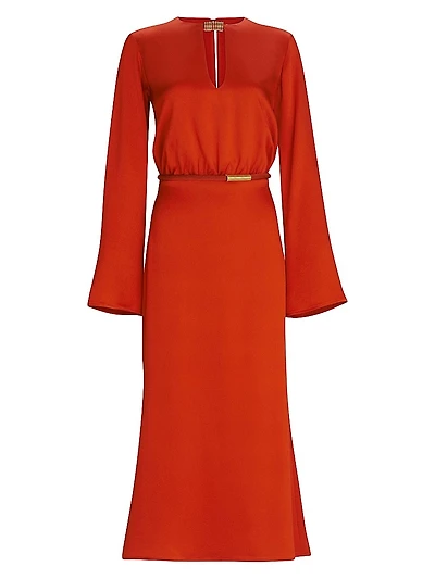 Pesaro Cut-Out Satin Midi-Dress