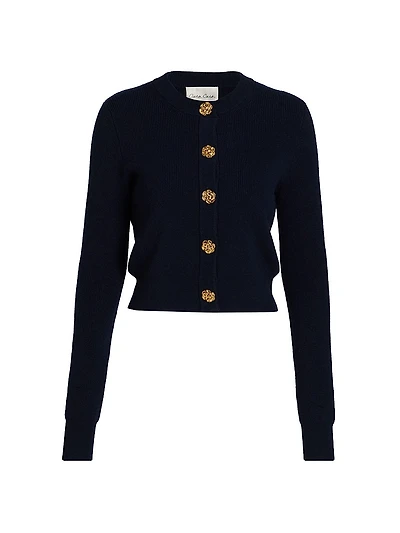 Ellery Floral-Button Wool-Cashmere Cardigan