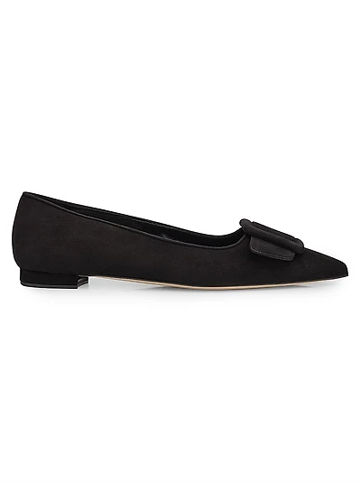 Maysale Buckle-Detail Suede Ballet Flats