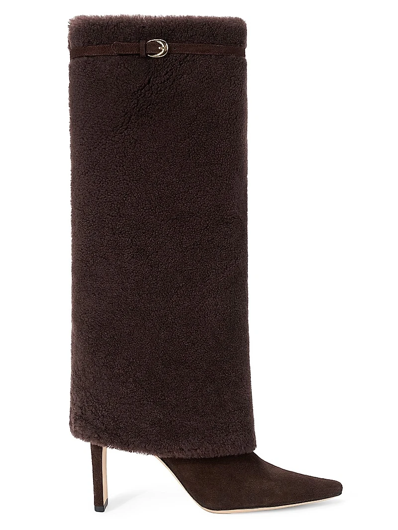 Wally 90MM Shearling Foldover Boots