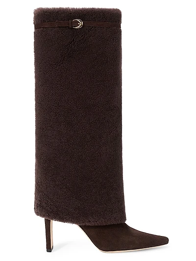 Wally 90MM Shearling Foldover Boots