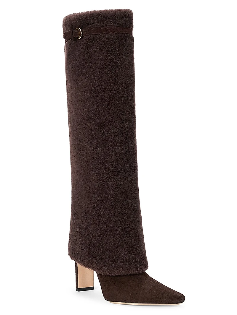 Wally 90MM Shearling Foldover Boots