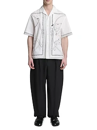 Jean Dog Print Cotton Camp Shirt