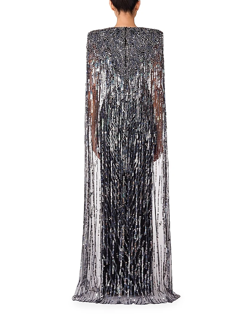 V-Neck Embellished Gown