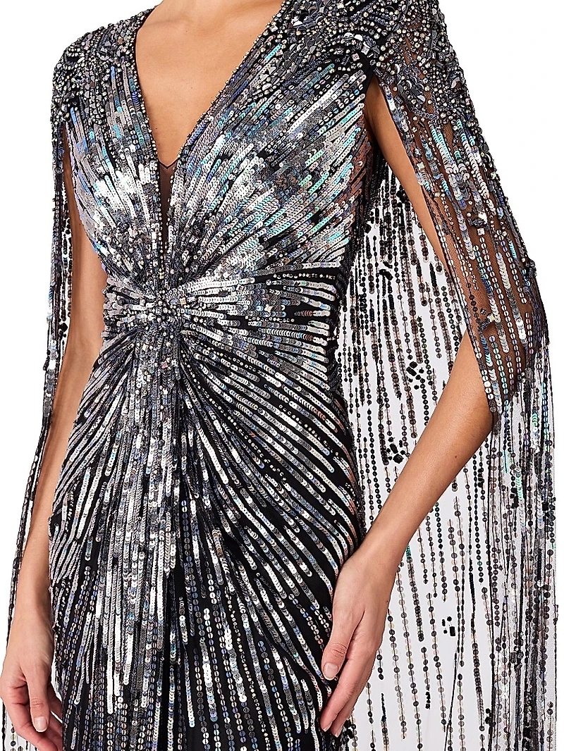 V-Neck Embellished Gown