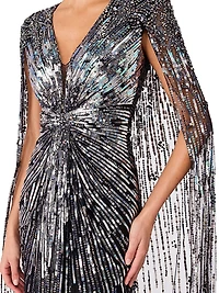 V-Neck Embellished Gown