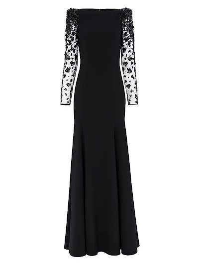 Sylvia Embellished Off-The-Shoulder Gown