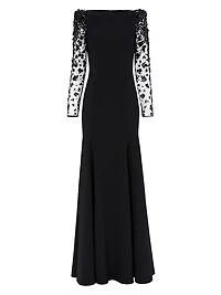 Sylvia Embellished Off-The-Shoulder Gown