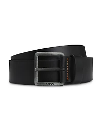Leather Belt with Logo Buckle