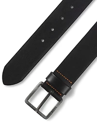 Leather Belt with Logo Buckle