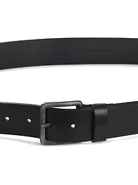 Leather Belt with Logo Buckle