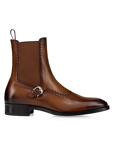 Sartosea Patinated Leather Chelsea Booties