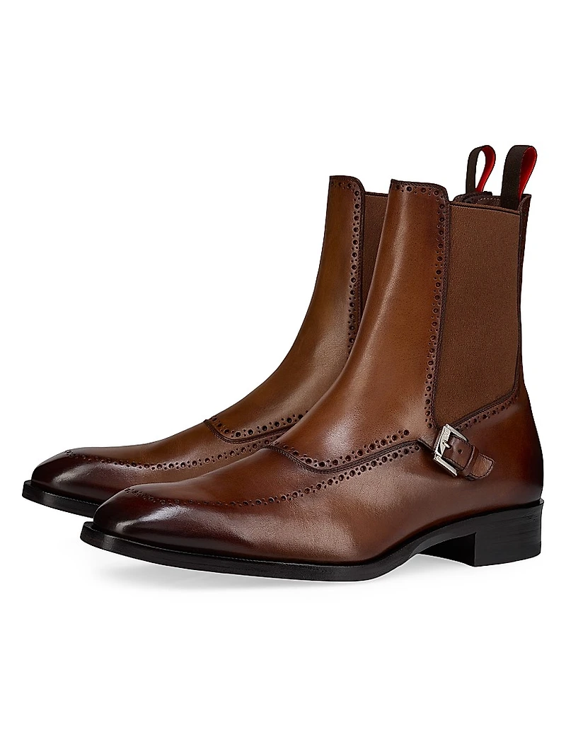 Sartosea Patinated Leather Chelsea Booties