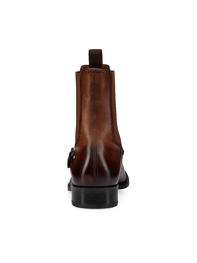 Sartosea Patinated Leather Chelsea Booties
