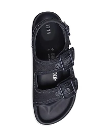 Milano Denim Dual-Buckle Slingback Sandals