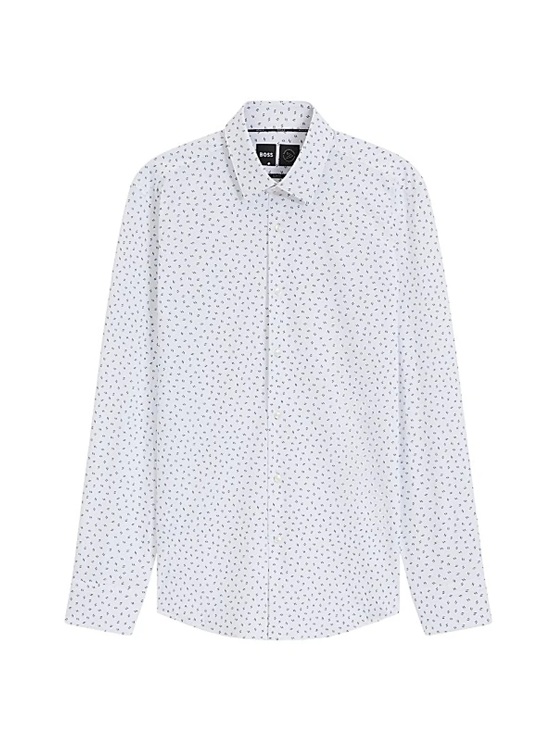 Slim-Fit Shirt in Printed Performance-Stretch Jersey