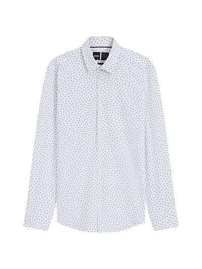 Slim-Fit Shirt in Printed Performance-Stretch Jersey