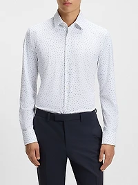 Slim-Fit Shirt in Printed Performance-Stretch Jersey