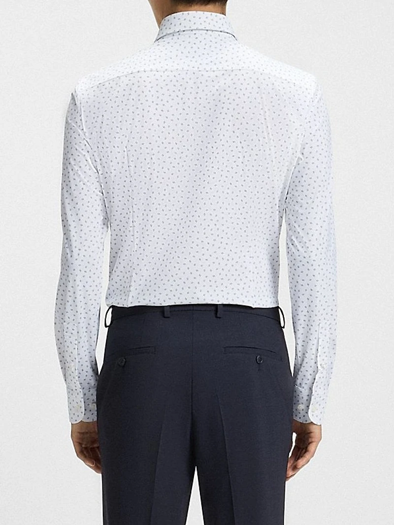 Slim-Fit Shirt in Printed Performance-Stretch Jersey