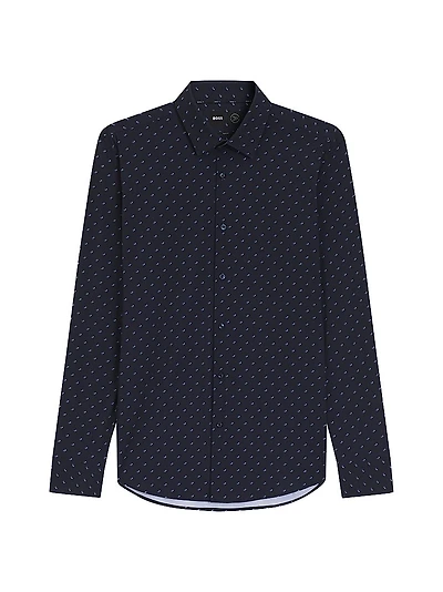 Printed Slim-Fit Shirt Performance-Stretch Jersey