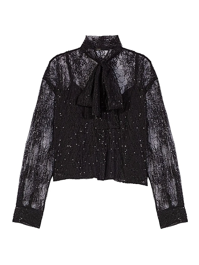Lace Pussy Bow Shirt