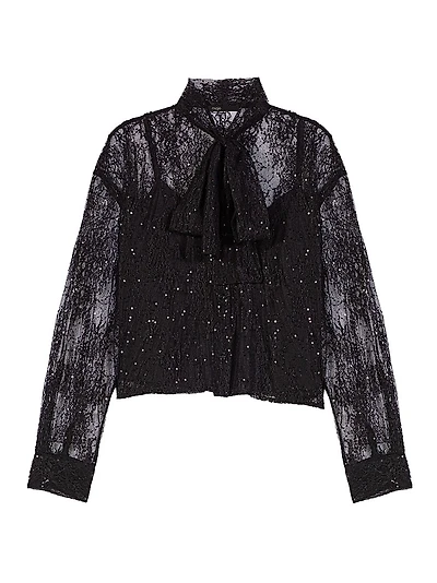 Lace Pussy Bow Shirt