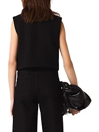 Tweed Top with Velvet Trim