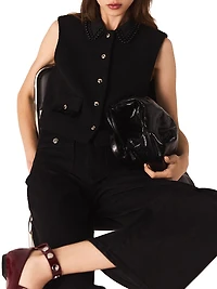 Tweed Top with Velvet Trim