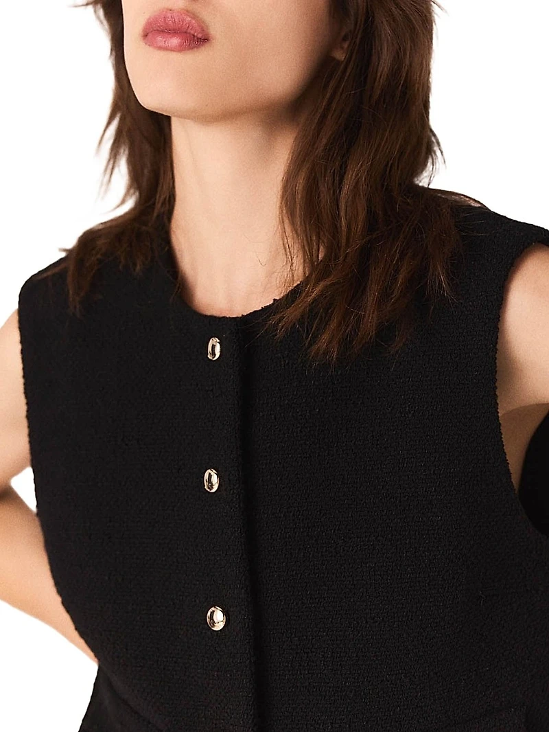 Tweed Top with Velvet Trim