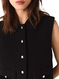 Tweed Top with Velvet Trim