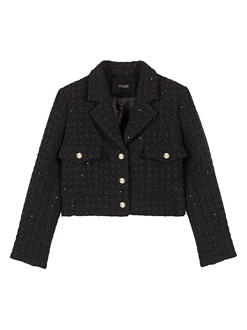 Short Rhinestone Tweed Jacket