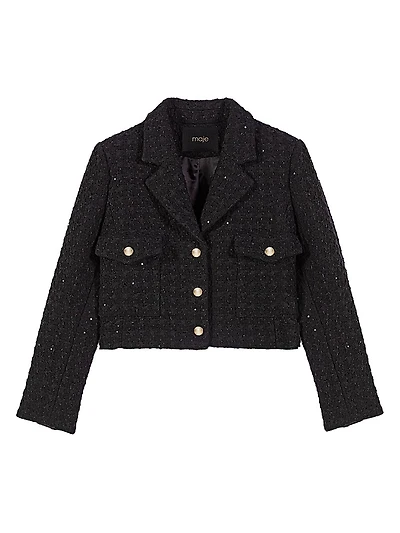 Short Rhinestone Tweed Jacket