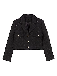 Short Rhinestone Tweed Jacket