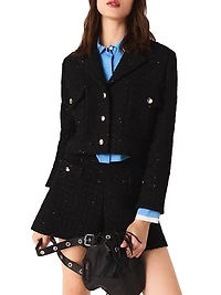Short Rhinestone Tweed Jacket