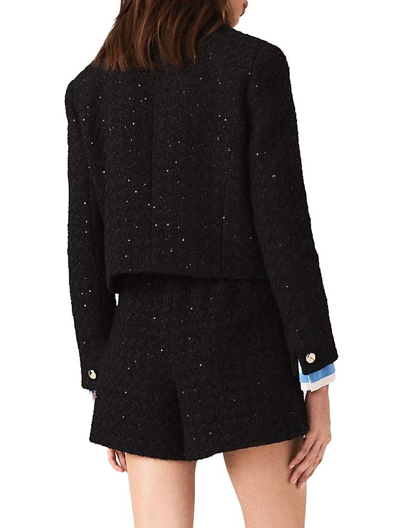Short Rhinestone Tweed Jacket