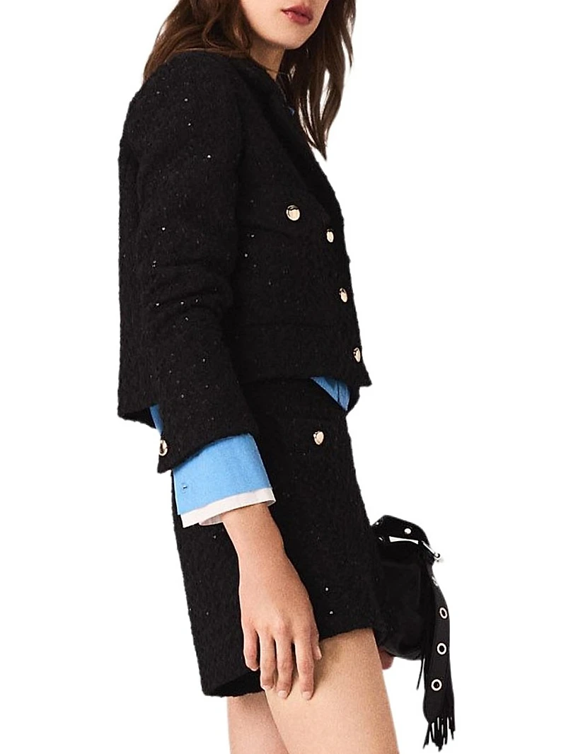 Short Rhinestone Tweed Jacket