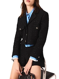 Short Rhinestone Tweed Jacket