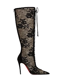 Km Botta 100MM Lace and Leather Knee High Boots