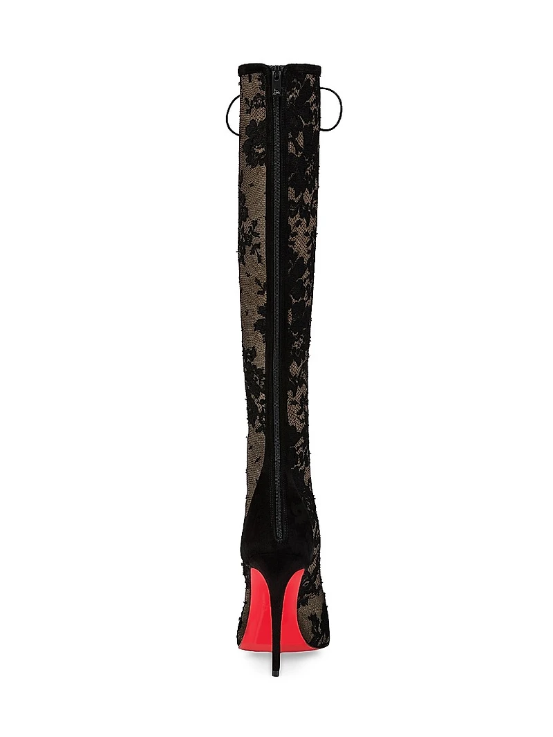Km Botta 100MM Lace and Leather Knee High Boots