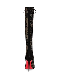 Km Botta 100MM Lace and Leather Knee High Boots