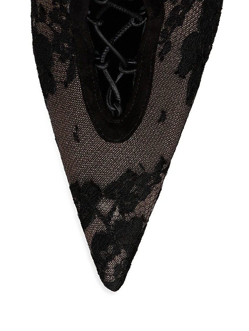 Km Botta 100MM Lace and Leather Knee High Boots