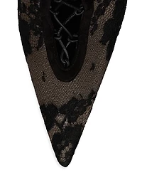 Km Botta 100MM Lace and Leather Knee High Boots