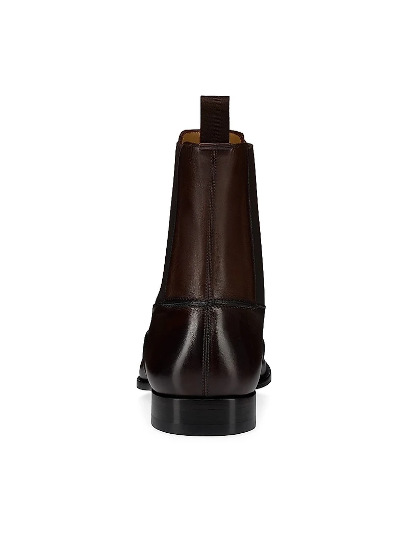 Serchelsea Patinated Calf Leather Chelsea Booties