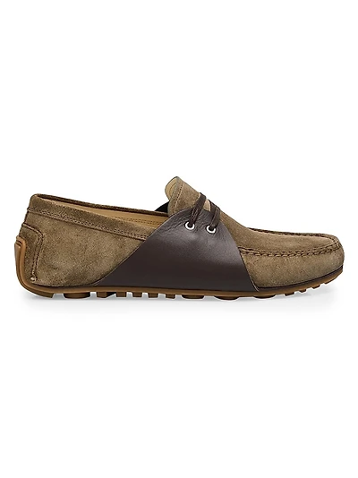 Suede & Leather Moccasin Driving Loafers