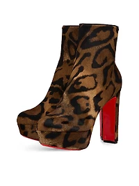 Loo Booty 130MM Printed Hairy Calf Leather Boots