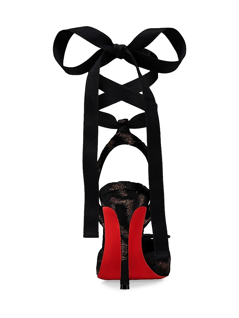 Cassia Lace Up 100MM Embroidered Velvet Pumps