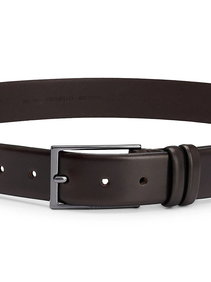 Vegetable-Tanned Leather Belt with Gunmetal Hardware