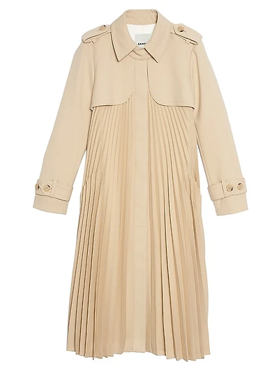 Pleated Trench Coat with Belt