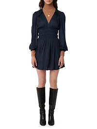 Mini Satin Dress With Ruffles