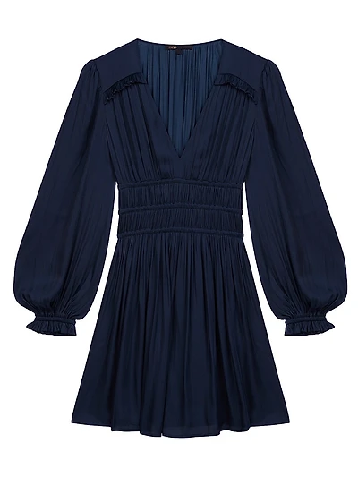 Mini Satin Dress With Ruffles